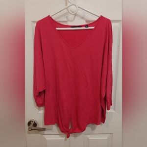 Investments V-Neck Tie-Front Blouse - Red